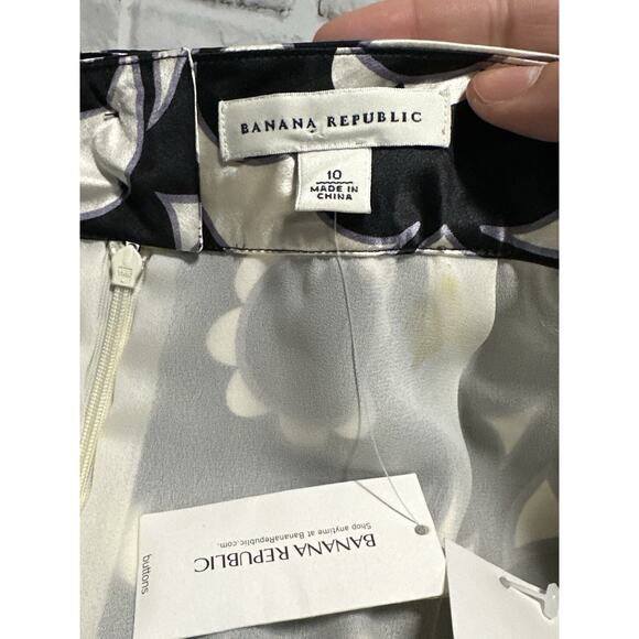 NWT Banana Republic Silk A Line Skirt Black White Size 10 MSRP $79.00 *See Desc* - Picture 4 of 12